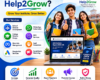 Educational digital marketing and website development services for schools and colleges featuring Meta Ads, Google Ads, WhatsApp automation, SEO services, lead generation, and online admission marketing by Help2Grow