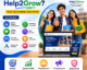 Educational digital marketing and website development services for schools and colleges featuring Meta Ads, Google Ads, WhatsApp automation, SEO services, lead generation, and online admission marketing by Help2Grow