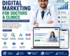 Digital marketing for doctors and clinics banner showing healthcare website development, SEO services, Google Ads management, social media marketing, patient lead generation, and online healthcare branding by Help2Grow